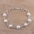 Cultured pearl link bracelet, 'Charming Orbs' - Cultured Pearl and Sterling Silver Link Bracelet from India (image 2b) thumbail