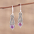 Amethyst dangle earrings, 'Regal Peaks' - Pointed Amethyst Dangle Earrings from India