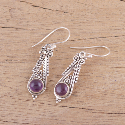 Pointed Amethyst Dangle Earrings from India - Regal Peaks | NOVICA