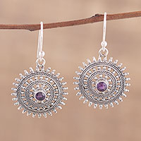 Amethyst dangle earrings, 'Sunshine Discs'
