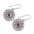 Garnet dangle earrings, 'Dotted Gleam' - Circular Garnet and Silver Dangle Earrings from India