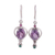 Multi-gemstone dangle earrings, 'Sparkling Allure' - Amethyst Emerald and Ruby Dangle Earrings from India thumbail