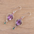 Multi-gemstone dangle earrings, 'Sparkling Allure' - Amethyst Emerald and Ruby Dangle Earrings from India (image 2b) thumbail