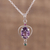 Multi-gemstone pendant necklace, 'Sparkling Allure' - Amethyst Emerald and Ruby Pendant Necklace from India (image 2) thumbail