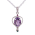 Multi-gemstone pendant necklace, 'Sparkling Allure' - Amethyst Emerald and Ruby Pendant Necklace from India thumbail