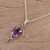 Multi-gemstone pendant necklace, 'Sparkling Allure' - Amethyst Emerald and Ruby Pendant Necklace from India (image 2b) thumbail