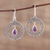 Amethyst dangle earrings, 'Floral Loop in Purple' - Amethyst and Sterling Silver Floral Motif Dangle Earrings (image 2) thumbail