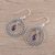 Amethyst dangle earrings, 'Floral Loop in Purple' - Amethyst and Sterling Silver Floral Motif Dangle Earrings (image 2b) thumbail