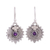 Amethyst dangle earrings, 'Purple Sunbeams' - Indian Amethyst and Sterling Silver Round Dangle Earrings thumbail