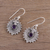 Amethyst dangle earrings, 'Purple Sunbeams' - Indian Amethyst and Sterling Silver Round Dangle Earrings (image 2b) thumbail