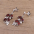 Garnet dangle earrings, 'Scarlet Charm' - Leaf Motif Garnet Dangle Earrings from India