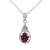 Garnet pendant necklace, 'Scarlet Joy' - Garnet and Emerald Pendant Necklace from India thumbail