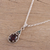 Garnet pendant necklace, 'Scarlet Joy' - Garnet and Emerald Pendant Necklace from India (image 2b) thumbail