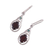 Garnet dangle earrings, 'Scarlet Joy' - Garnet and Emerald Dangle Earrings from India (image 2c) thumbail