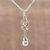 Crystal and citrine pendant necklace, 'Golden Sunshine' - Leaf Motif Crystal and Citrine Pendant Necklace from India (image 2) thumbail