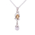 Crystal and citrine pendant necklace, 'Golden Sunshine' - Leaf Motif Crystal and Citrine Pendant Necklace from India thumbail