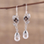 Crystal and smoky quartz dangle earrings, 'Regal Dawn' - Leaf Motif Crystal and Smoky Quartz Earrings from India