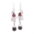 Onyx and garnet dangle earrings, 'Passionate Sparkle' - Leaf Motif Onyx and Garnet Dangle Earrings form India thumbail