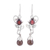 Smoky quartz and garnet dangle earrings, 'Dusk Romance' - Leaf Motif Smoky Quartz and Garnet Earrings from India thumbail