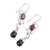 Smoky quartz and garnet dangle earrings, 'Dusk Romance' - Leaf Motif Smoky Quartz and Garnet Earrings from India (image 2c) thumbail