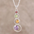 Multi-gemstone pendant necklace, 'Rainbow Palette' - Handmade Multi-Gemstone Pendant Necklace from India (image 2) thumbail