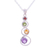 Multi-gemstone pendant necklace, 'Rainbow Palette' - Handmade Multi-Gemstone Pendant Necklace from India thumbail