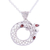 Garnet pendant necklace, 'Crimson Wreath' - Handmade Floral Garnet Wreath Pendant Necklace from India thumbail
