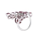 Garnet wrap ring, 'Scarlet Leaves' - Faceted Garnet Scarlet Leaves Sterling Silver Wrap Ring