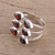Garnet wrap ring, 'Scarlet Senary' - Handcrafted Garnet and Sterling Silver Wrap Ring from India