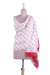 Mantón de seda - Chal de Seda Estampado Bloque Motivo Rojo y Rosa Alabastro
