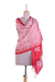 Silk shawl, 'Sweet Romance' - Red and Ecru Hand Block Printed 100% Silk Shawl