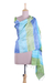 Seidenschal - Breit gestreifter Schal in Blau und Grün von India Artisans