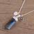 Labradorite pendant necklace, 'Moonlight Crystal' - Labradorite and Sterling Silver Crystal Pendant necklace (image 2b) thumbail