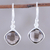 Smoky quartz dangle earrings, 'Sea Glass' - Checkerboard Cut Smoky Quartz and Silver Earrings (image 2) thumbail