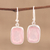 Rose quartz dangle earrings, 'Beloved Blush' - Rose Quartz and Sterling Silver Dangle Earrings from India (image 2) thumbail