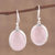 Rose quartz dangle earrings, 'Rosy Sky' - Rose Quartz Cabochon Dangle Earrings from India thumbail