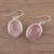Rose quartz dangle earrings, 'Rosy Sky' - Rose Quartz Cabochon Dangle Earrings from India (image 2b) thumbail