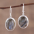 Labradorite dangle earrings, 'Darkening Sky' - Cabochon Labradorite and Silver Dangle Earrings (image 2) thumbail