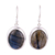 Labradorite dangle earrings, 'Darkening Sky' - Cabochon Labradorite and Silver Dangle Earrings thumbail