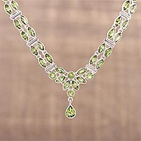 Peridot pendant necklace, 'Evening in Delhi' - Peridot Pendant Necklace with 17 Carats of Gemstones