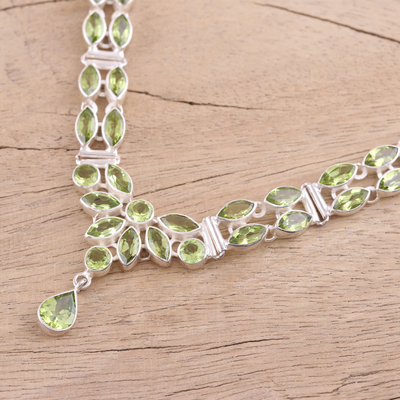 Peridot pendant necklace, 'Evening in Delhi' - Peridot Pendant Necklace with 17 Carats of Gemstones