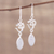 Rainbow moonstone dangle earrings, 'Natural Om' - Rainbow Moonstone and Silver Om Dangle Earrings from India (image 2) thumbail