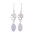 Rainbow moonstone dangle earrings, 'Natural Om' - Rainbow Moonstone and Silver Om Dangle Earrings from India thumbail
