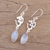 Rainbow moonstone dangle earrings, 'Natural Om' - Rainbow Moonstone and Silver Om Dangle Earrings from India (image 2b) thumbail