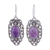 Amethyst dangle earrings, 'Mughal Tapestry' - Amethyst Cabochon Dangle Earrings in Sterling SIlver