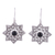 Onyx dangle earrings, 'Mughal Stars' - Star-Shaped Earrings with Onyx and Sterling Silver