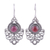 Garnet dangle earrings, 'Shalimar Fountain' - Ornate Sterling Silver and Garnet Dangle Earrings thumbail