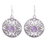 Amethyst dangle earrings, 'Shalimar Gardens' - Amethyst and Sterling Silver Jali Dangle Earrings from India