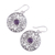 Amethyst dangle earrings, 'Shalimar Gardens' - Amethyst and Sterling Silver Jali Dangle Earrings from India