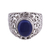 Lapis lazuli domed ring, 'Royal Jali' - Sterling Silver Jali and Lapis Lazuli Cocktail Ring